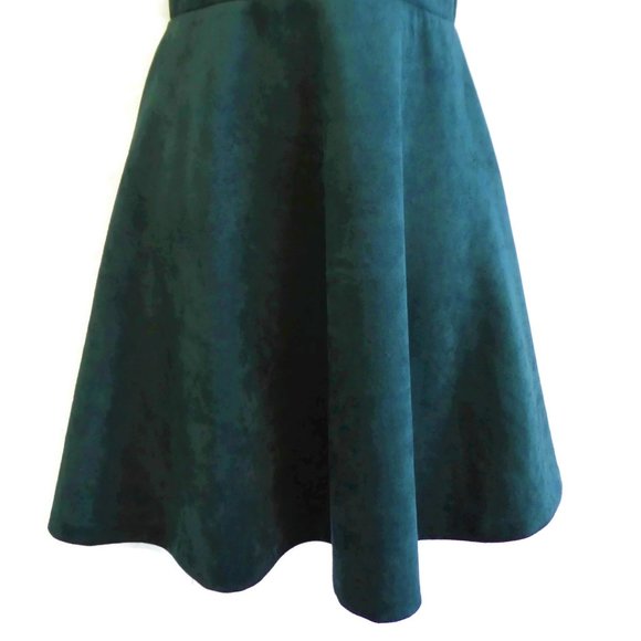 Aqua Dress Velvet Scallop Sweetheart Neck Fit Flare Teal Zip Back Fit Flare USA - Picture 5 of 10